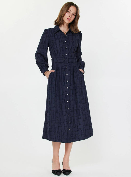Textured Jacquard Shirt Midi Dress