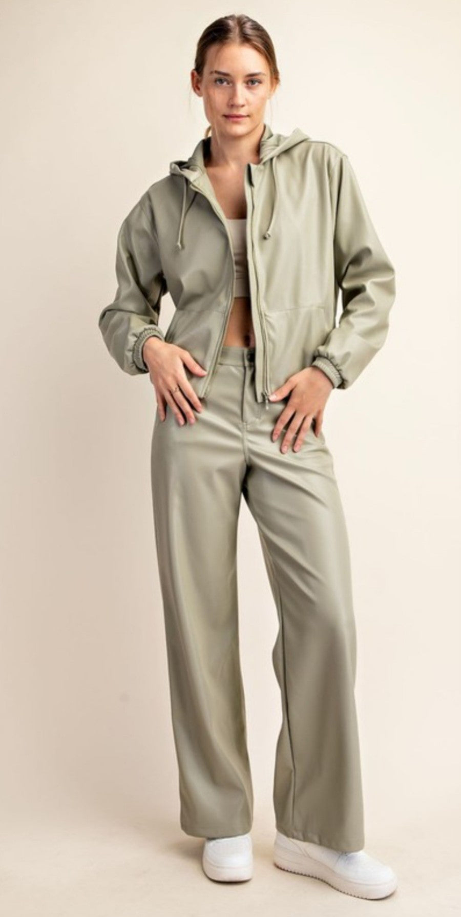 Faux Leather Jacket & Pant Set