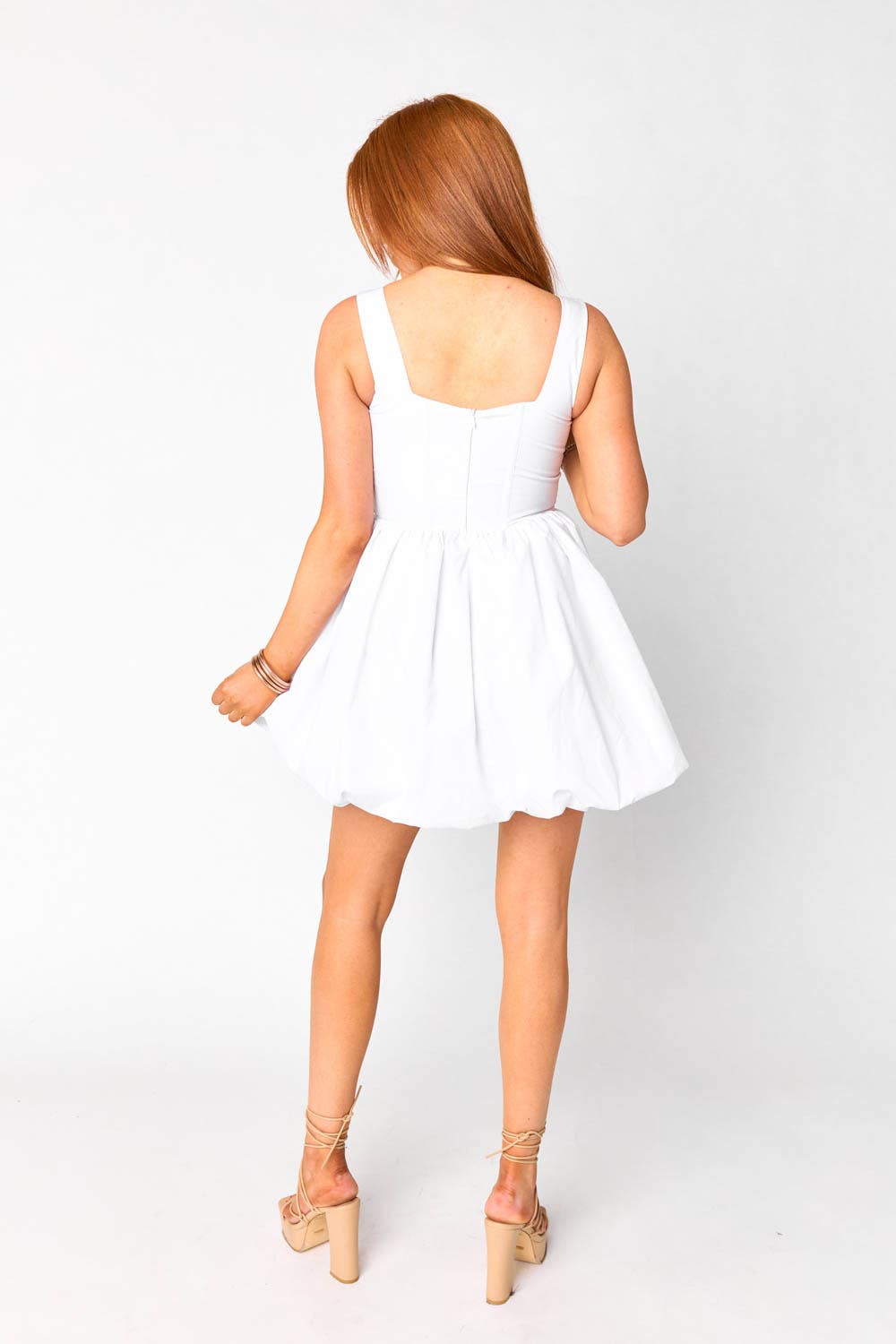 Heidi White Bubble Mini Dress