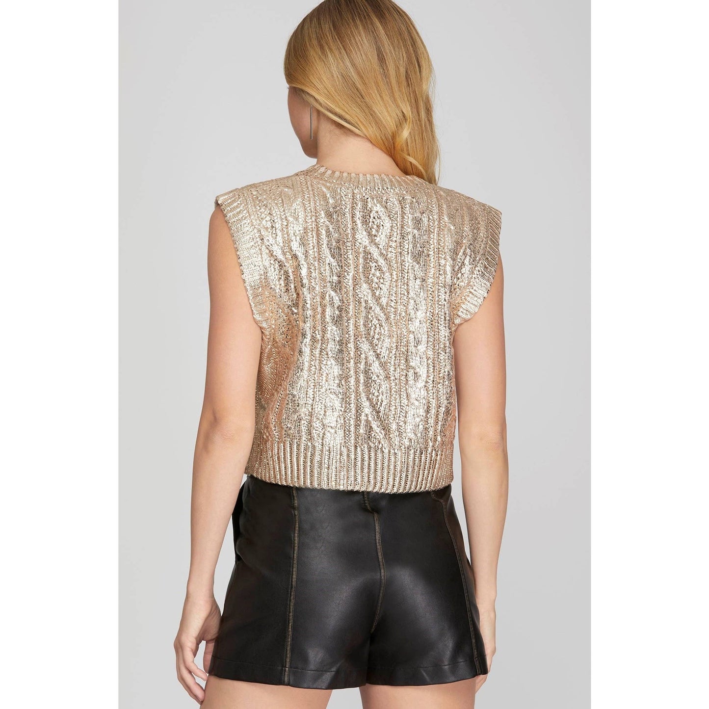 METALLIC CROP SWEATER