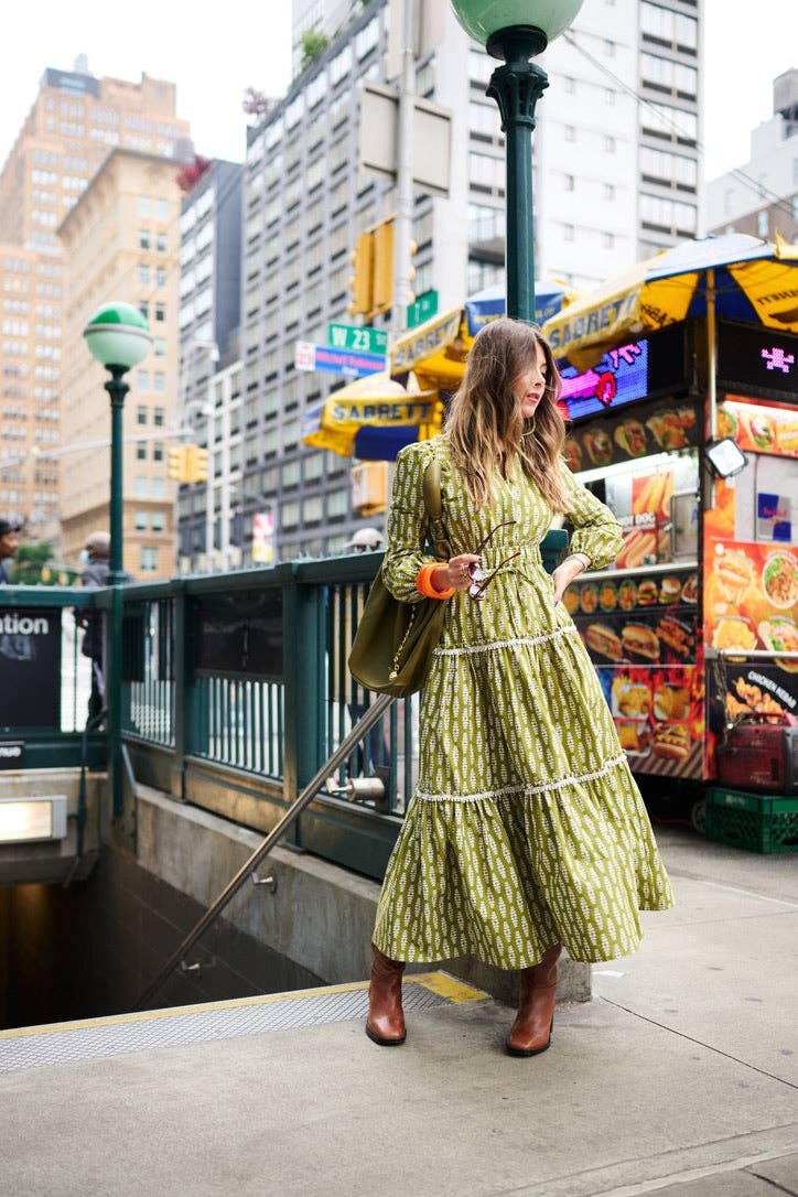 Banyan Long Sleeve Dress - Green Leaf
