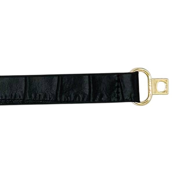 Thin Black Croc Leather Belt