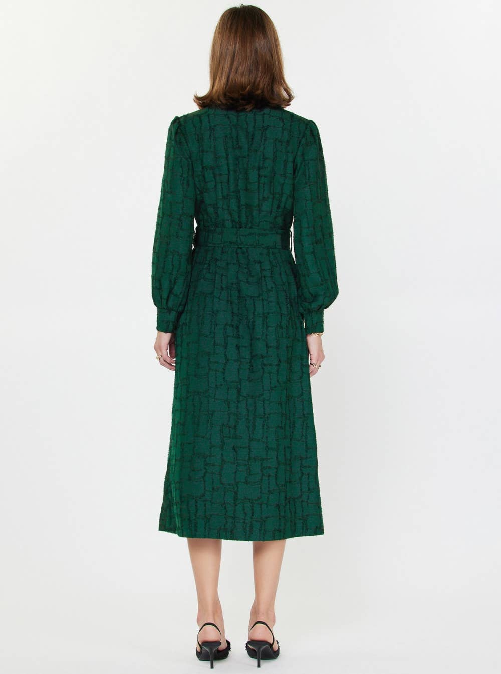 Textured Jacquard Shirt Midi Dress