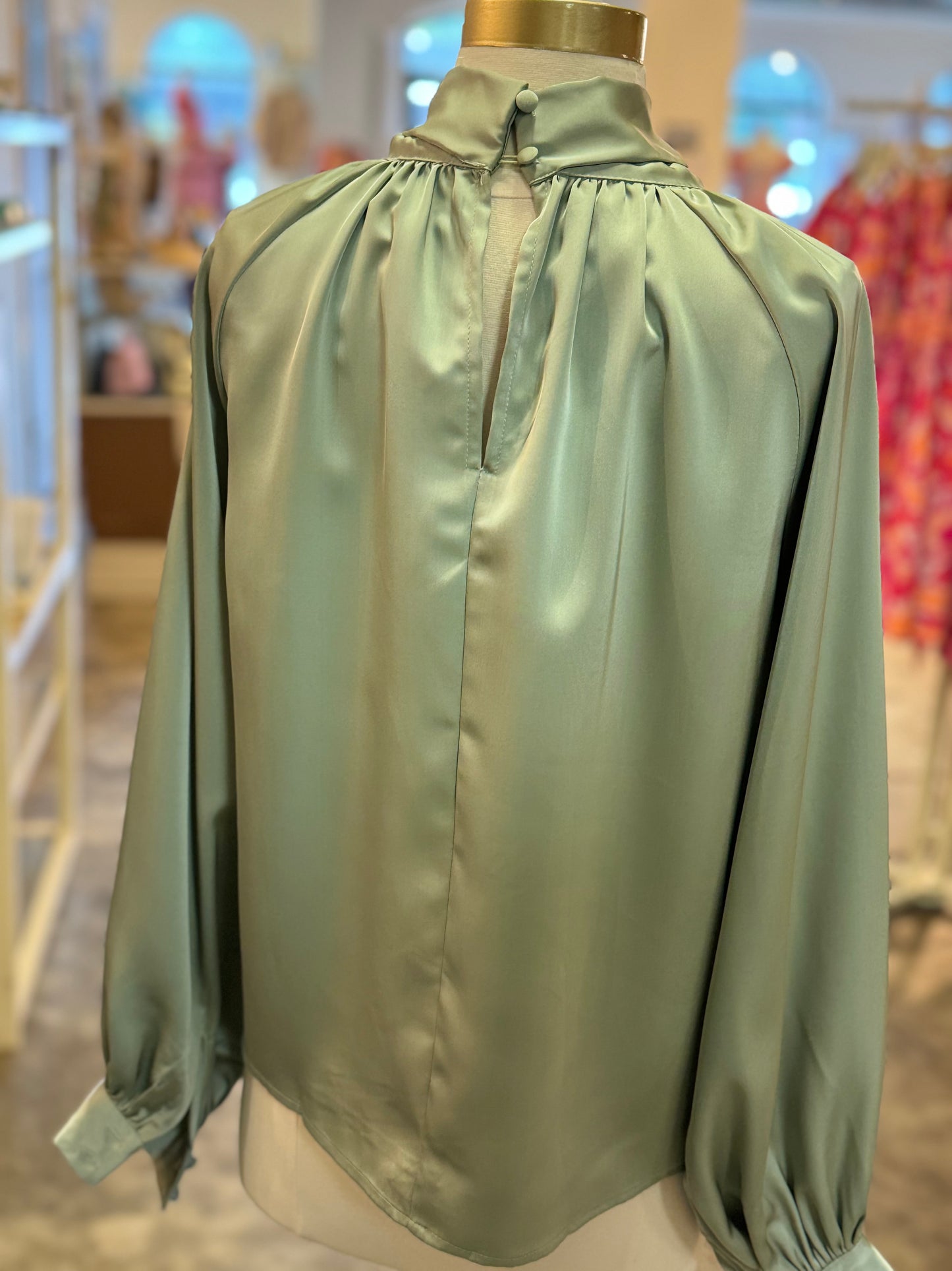 LT1583 TWISTED NECK SATIN BLOUSE