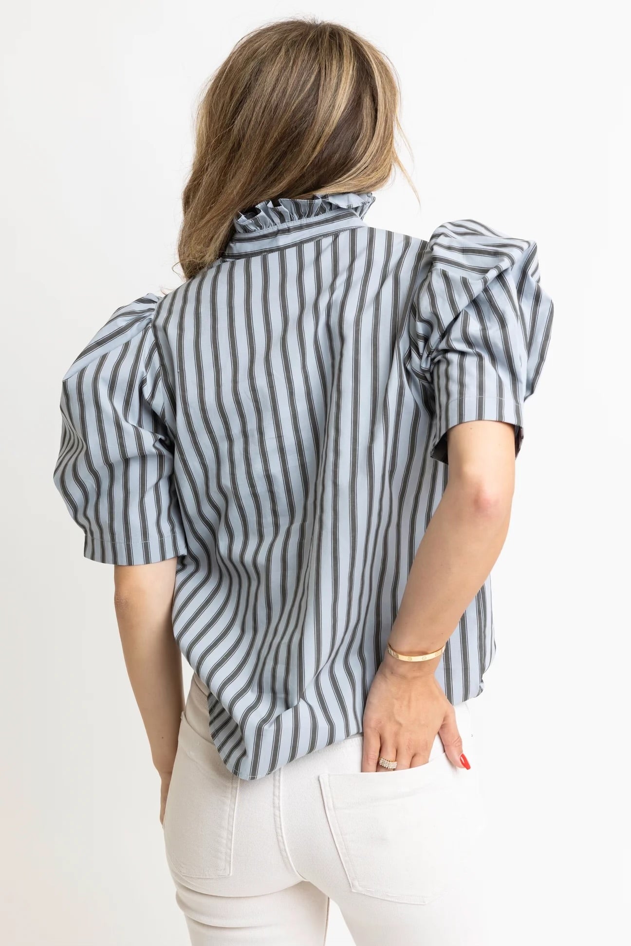 Stripe Puff Sleeve Top