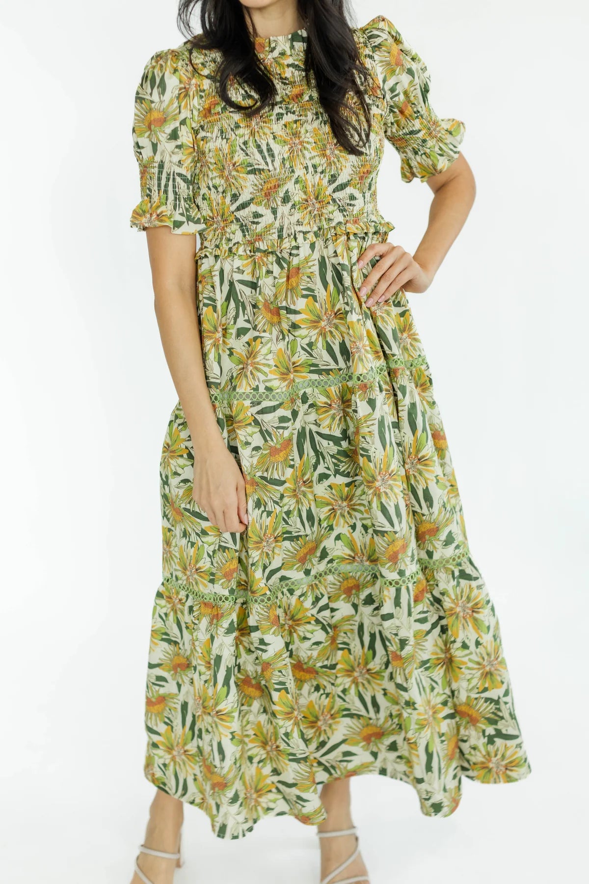 Lea Dusted Olive Maxi Dress