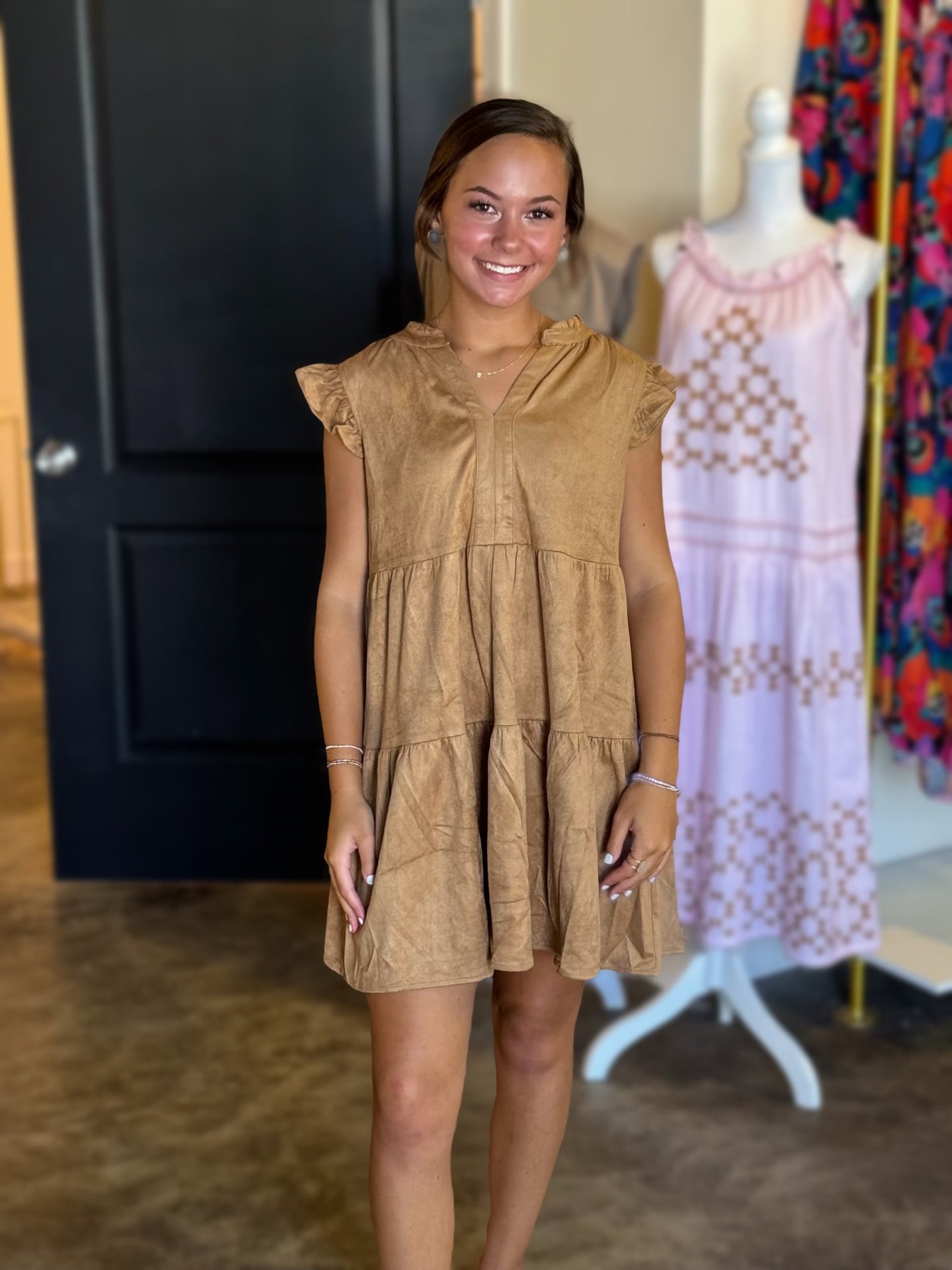 Faux Suede Mini Dress