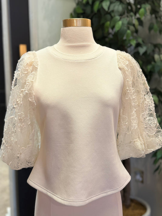 T35282 PUFF SLEEVE BACK CHAIN TOP