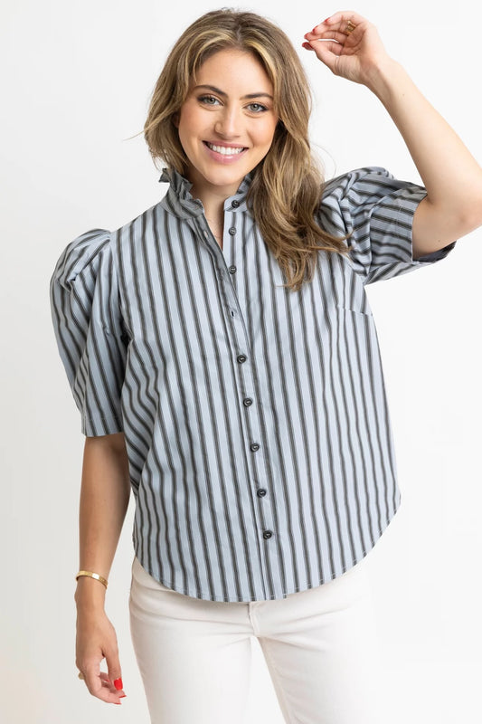 Stripe Puff Sleeve Top