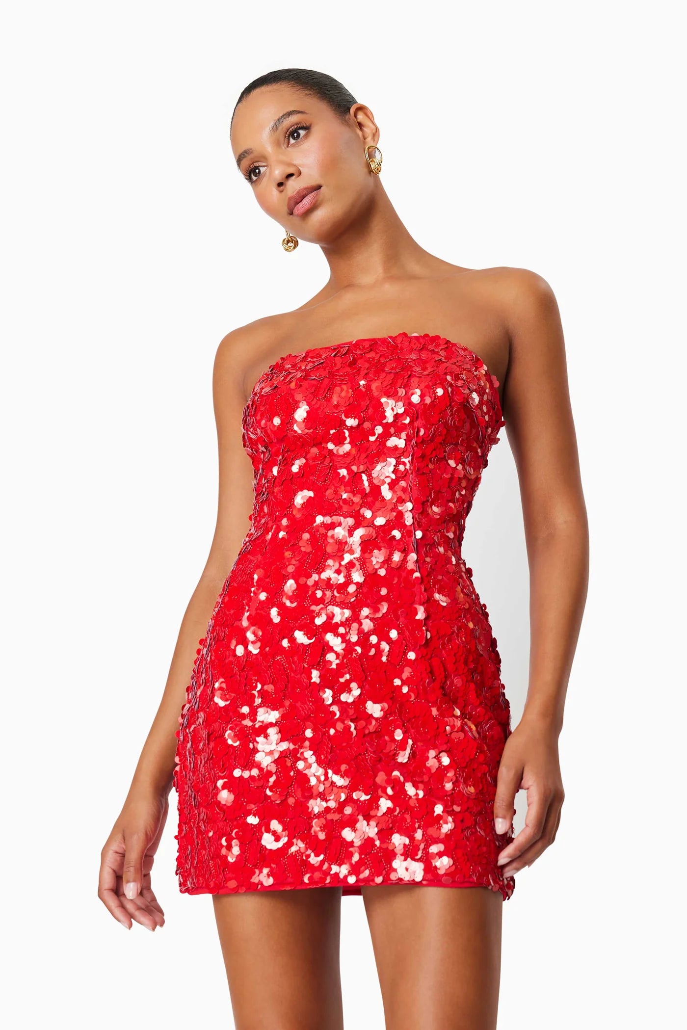 Emma Strapless Party Dress In Red