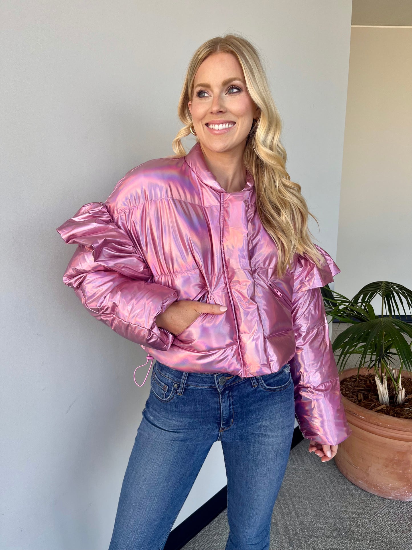 CC Rose Metallic Puffer Jacket