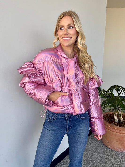 CC Rose Metallic Puffer Jacket