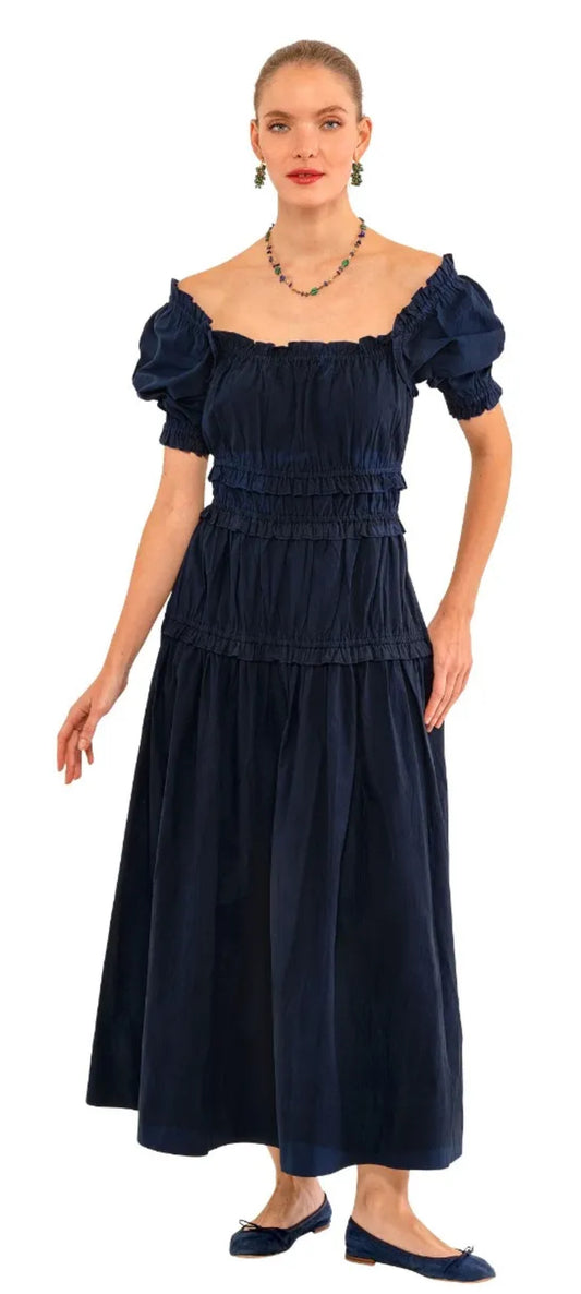 DRRUSO NAVY RUFFLE UP DRESS