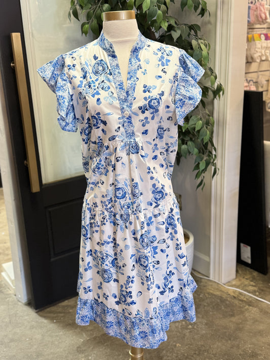 China Plate Blue Midi Dress