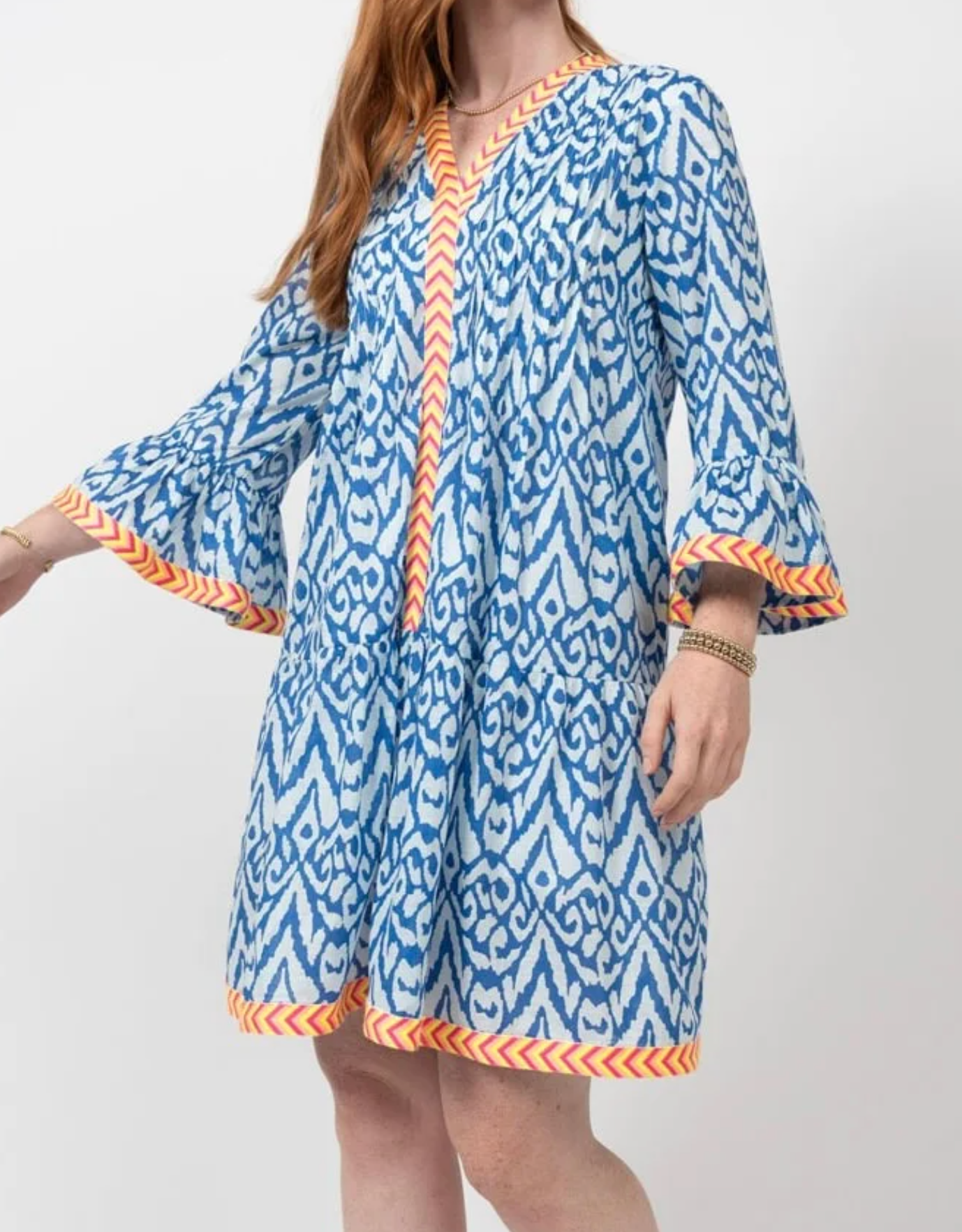 Ikat Neon Trim Dress