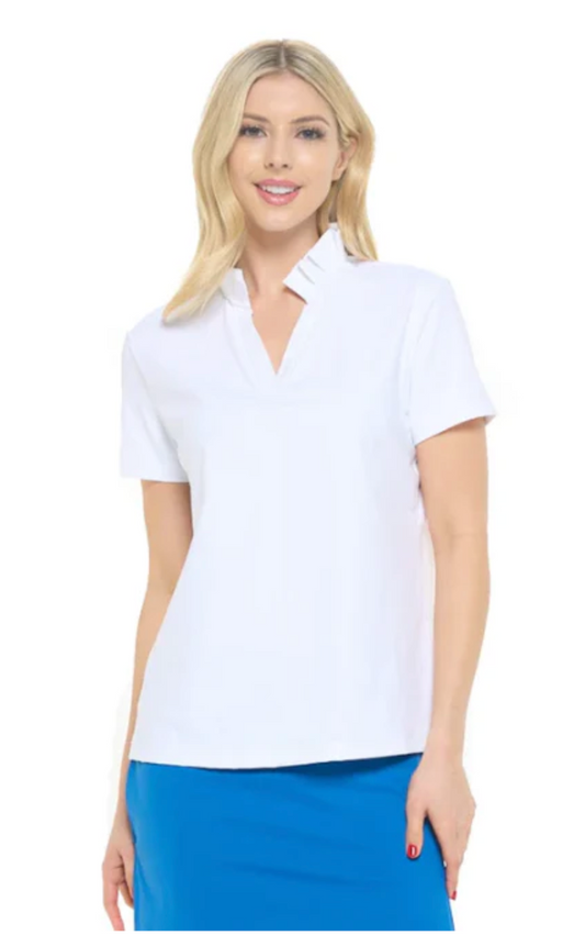 Charlotte Pleated Collar Polo Top