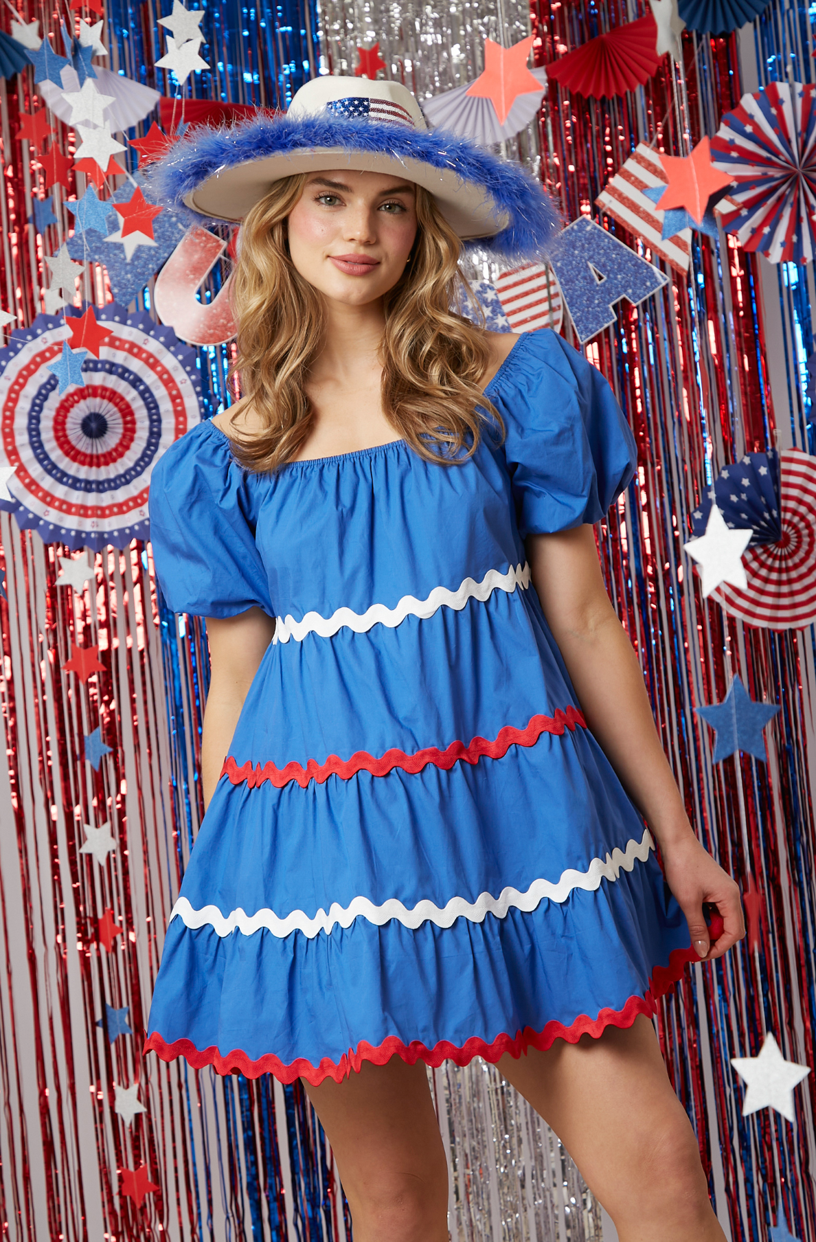 Red, White, & Blue Ric Rac Mini Dress