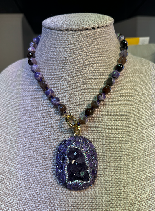 Purple Geo Statement Necklace