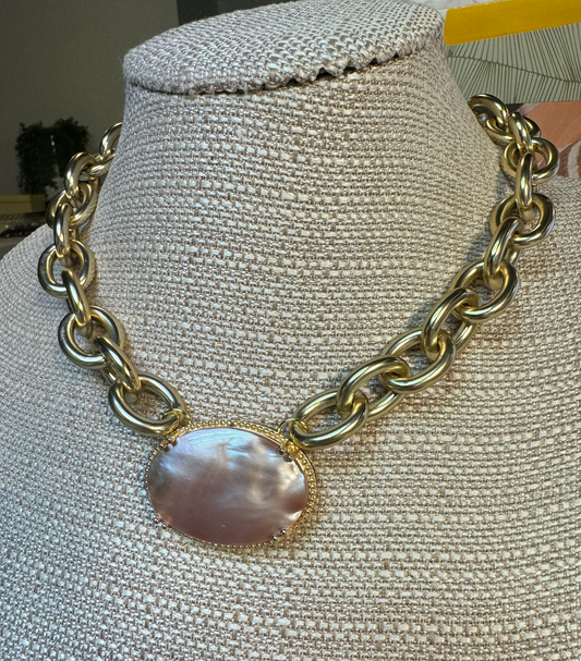 Light Pink Pendant Gold Chain