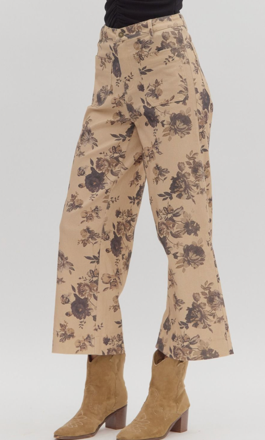 Floral Mid Ride Cropped Pants