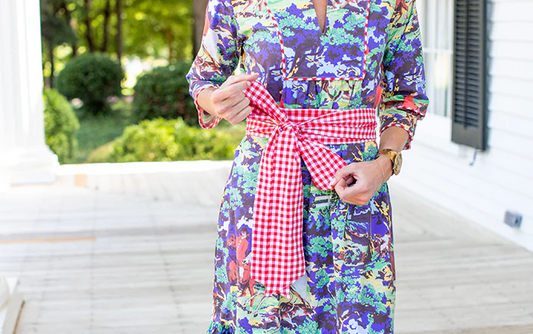 Red Gingham Obi Sash