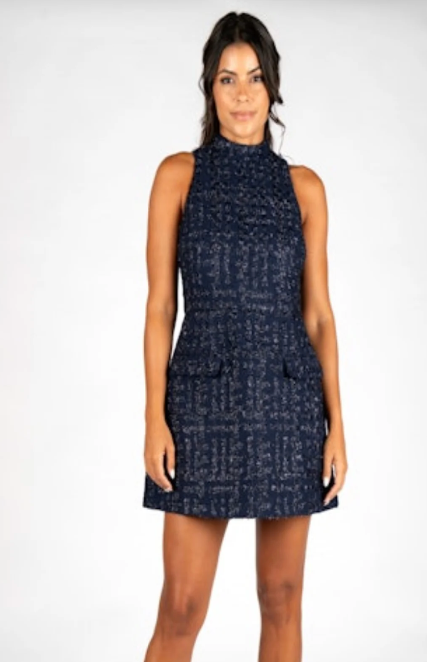 Darcy Dress | Navy Tweed