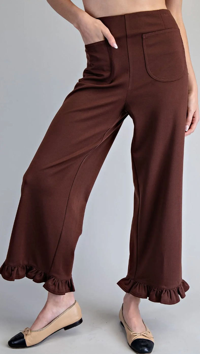Straight Leg Ruffled Hem Pants 14599