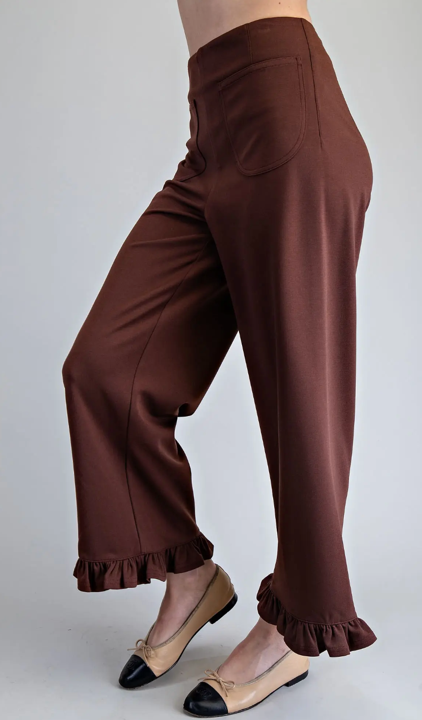 Straight Leg Ruffled Hem Pants 14599