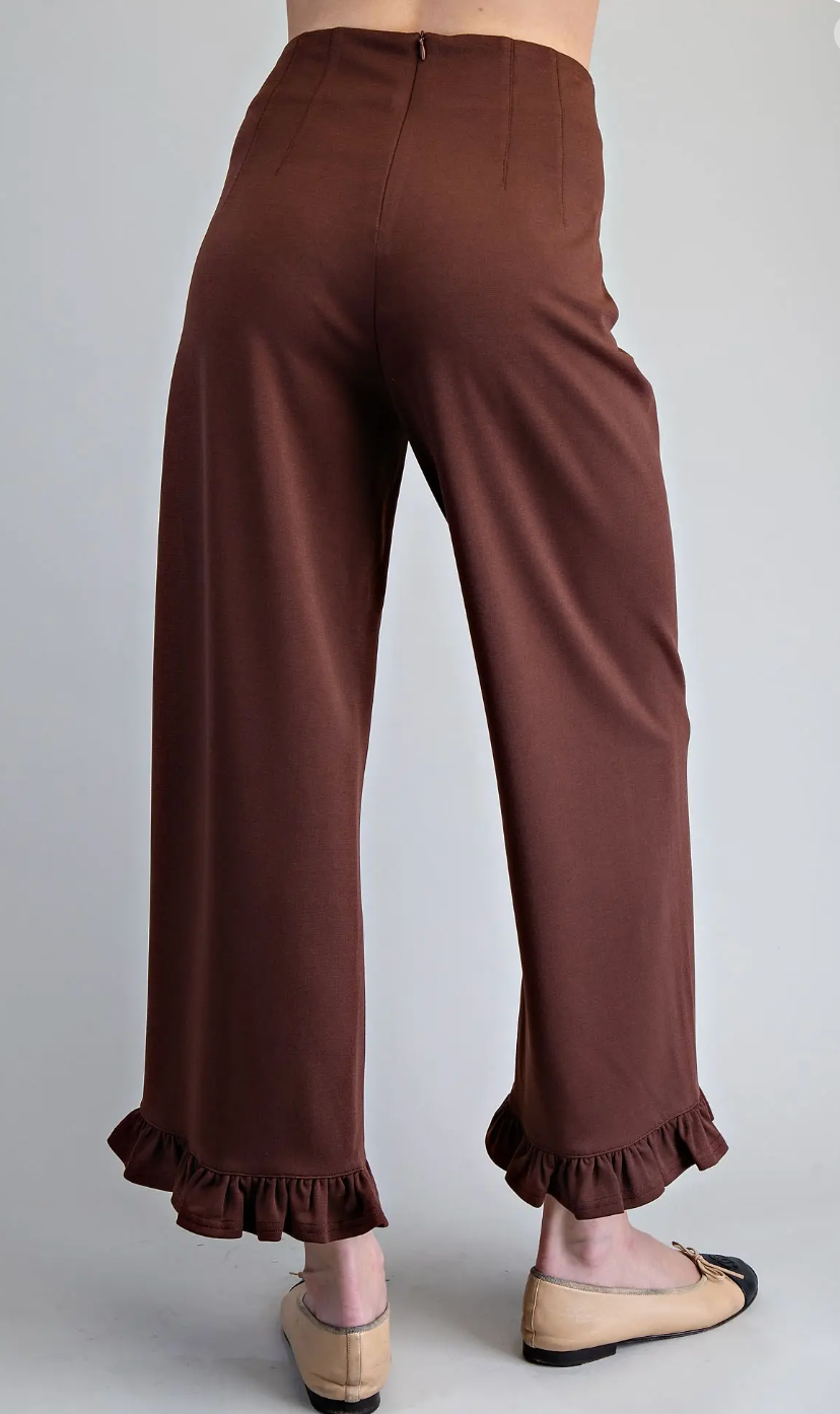 Straight Leg Ruffled Hem Pants 14599