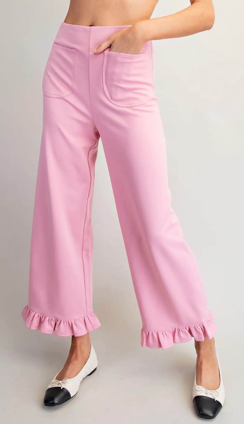 Straight Leg Ruffled Hem Pants 14599