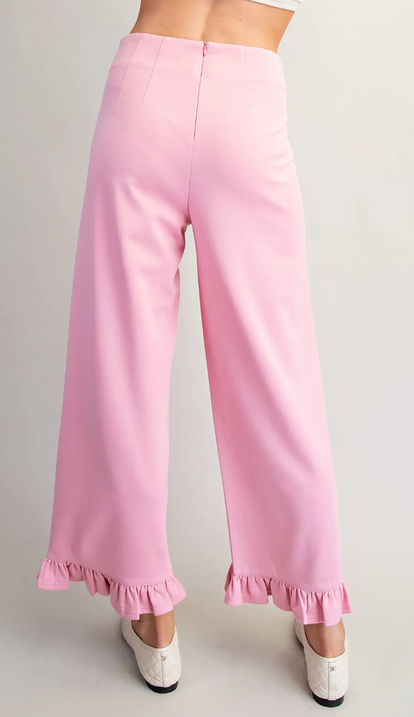 Straight Leg Ruffled Hem Pants 14599