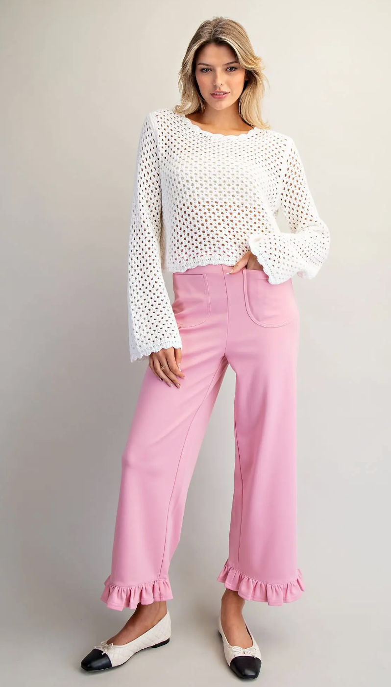 Straight Leg Ruffled Hem Pants 14599