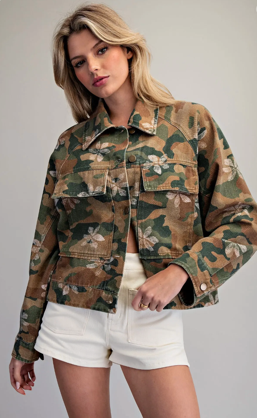 Floral Camo Denim Jacket