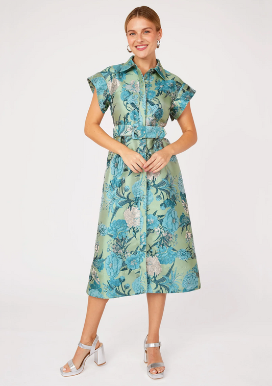 Harper Dress Sage Mum Jacquard