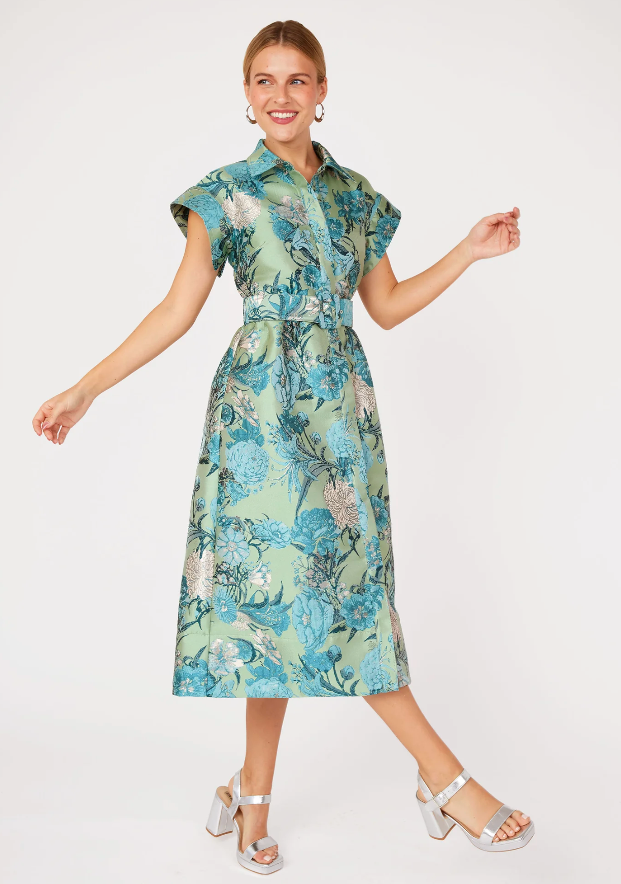 Harper Dress Sage Mum Jacquard