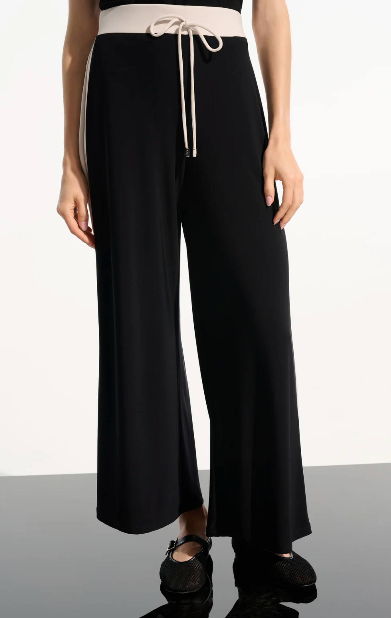 Joseph Ribkoff Silky Knit Color Block Wide Leg Pull-On Pants Style 261612