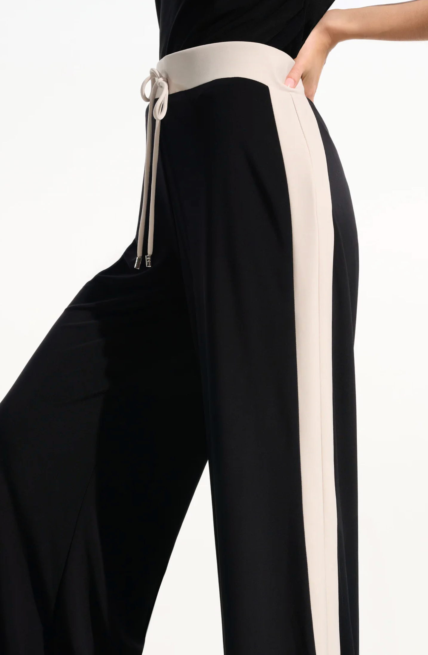 Joseph Ribkoff Silky Knit Color Block Wide Leg Pull-On Pants Style 261612