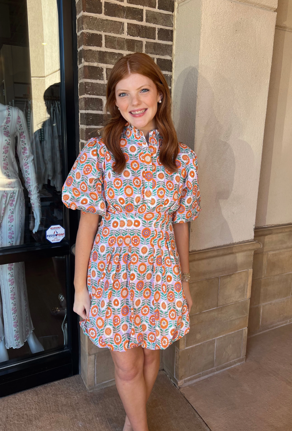 Floral Bubble Hem Poplin Dress