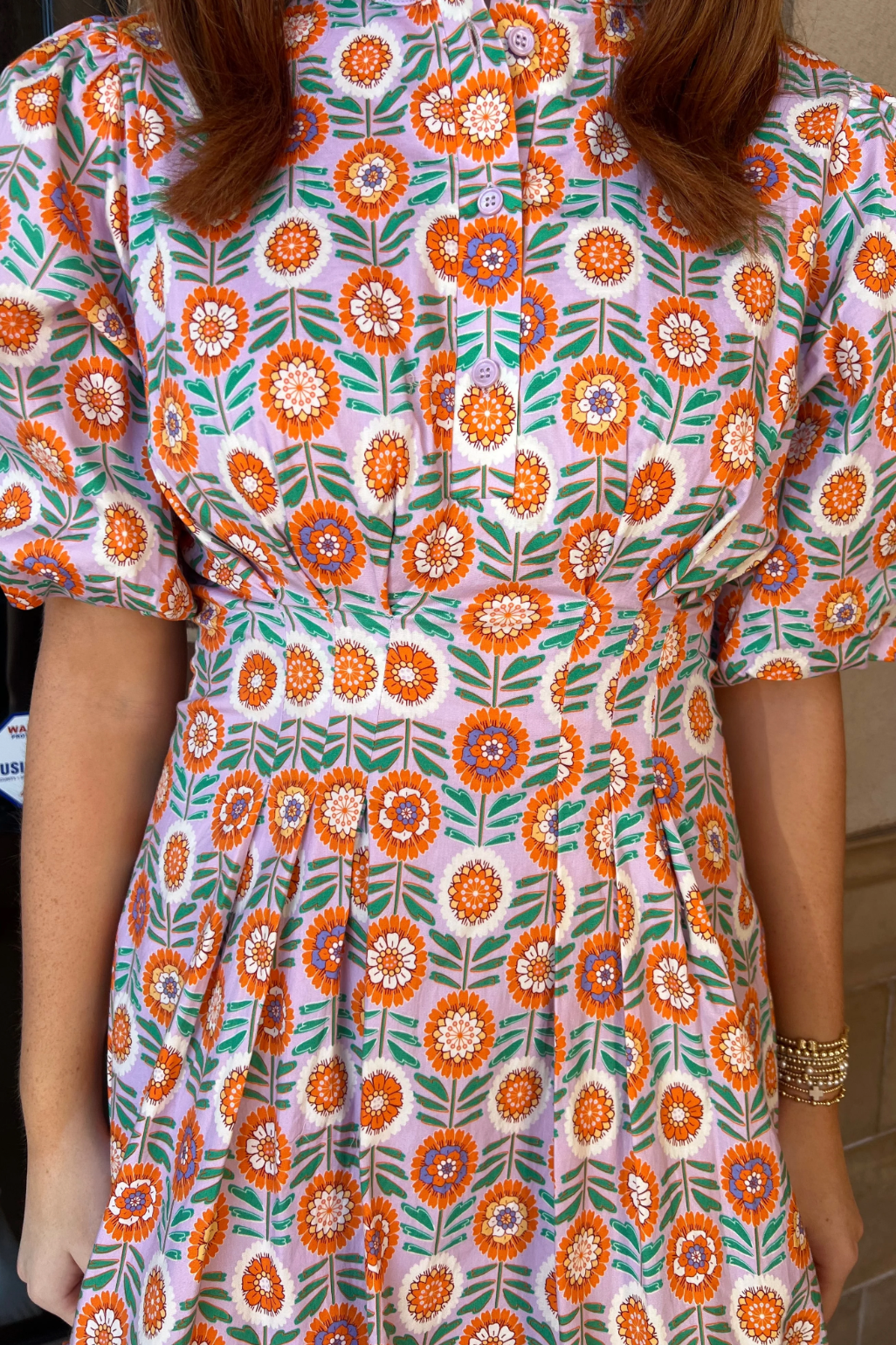 Floral Bubble Hem Poplin Dress