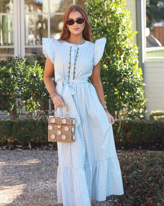 Floral Stripe Ric Rac Maxi Dress