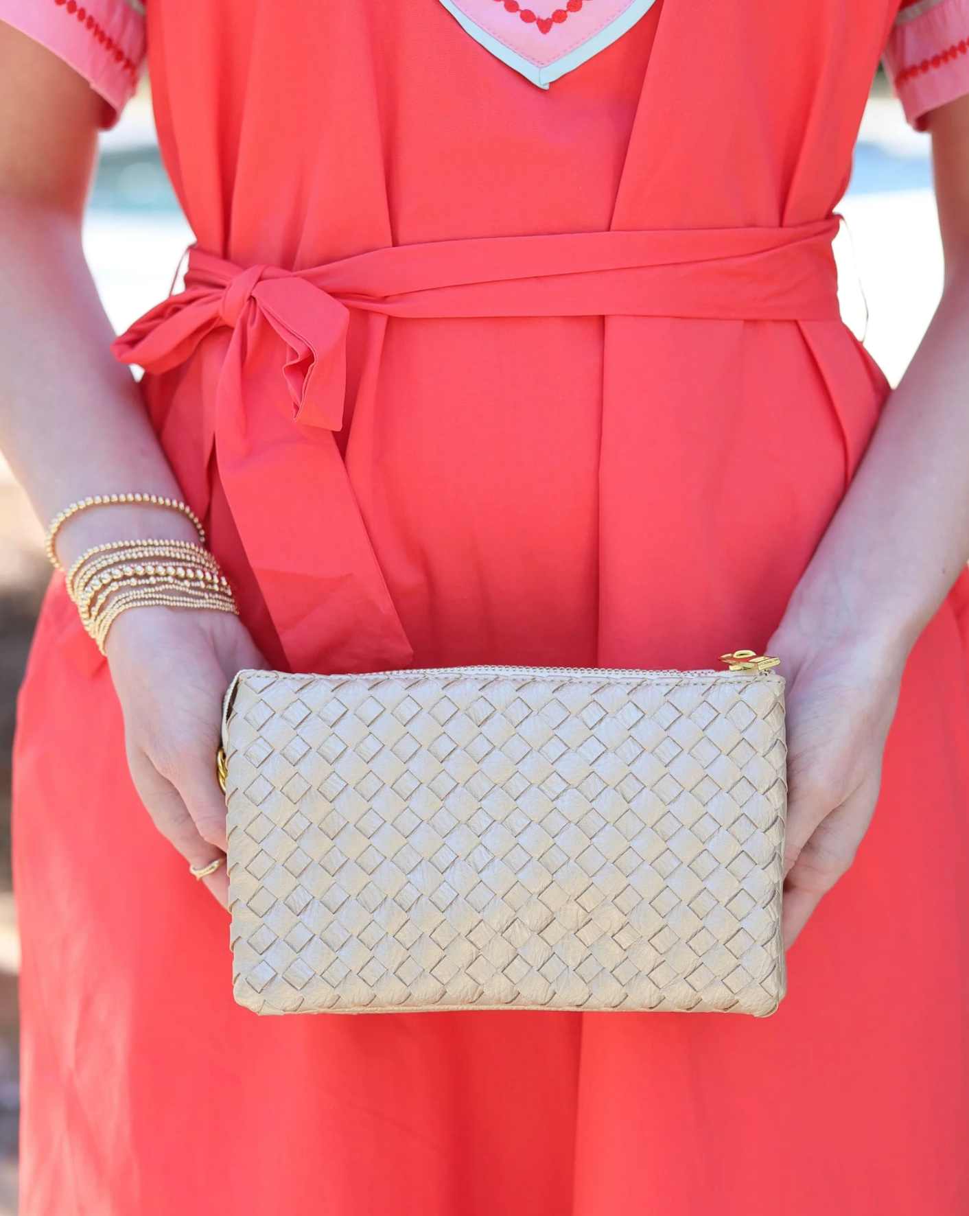 Liz Crossbody Bag Woven Champagne