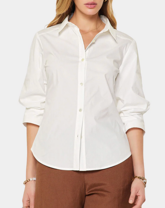 Norma Classic White Button Down with 3/4 length fixed rolled-up sleeve
