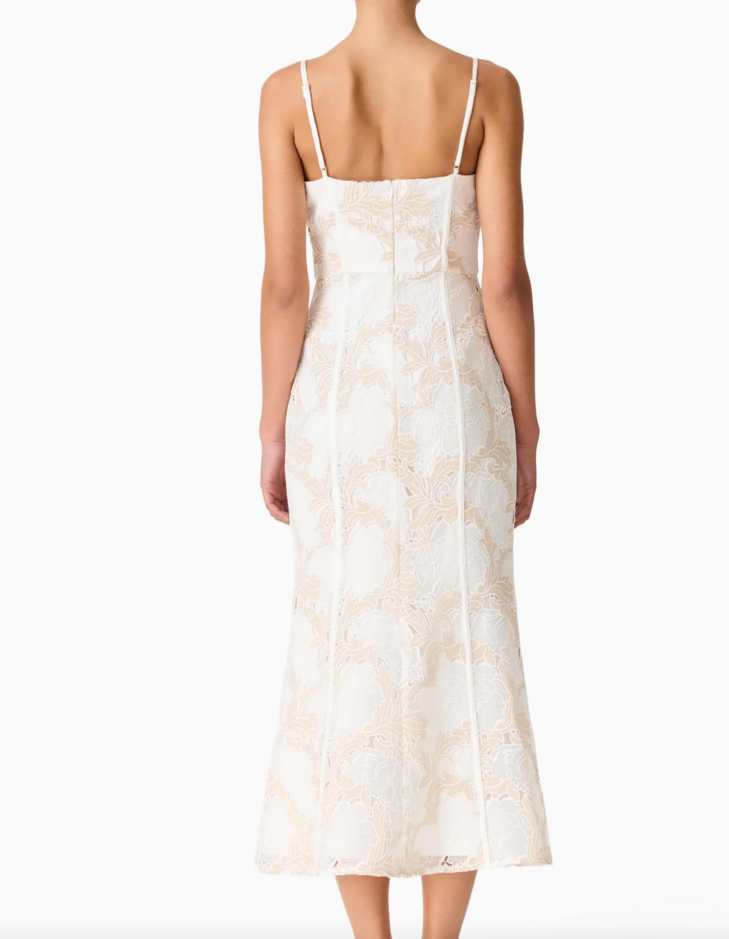 Kira Midi Dress in Ivory/Gold