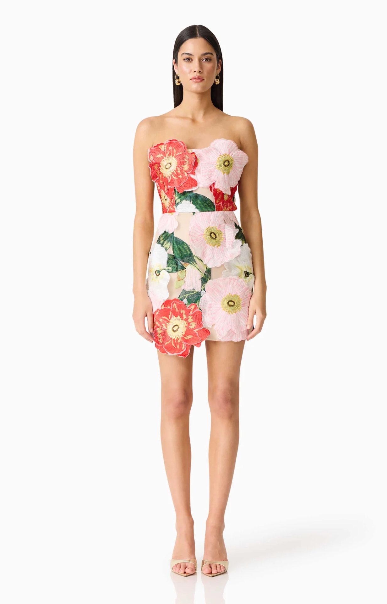 Solara Strapless Mini Dress in Pink Floral