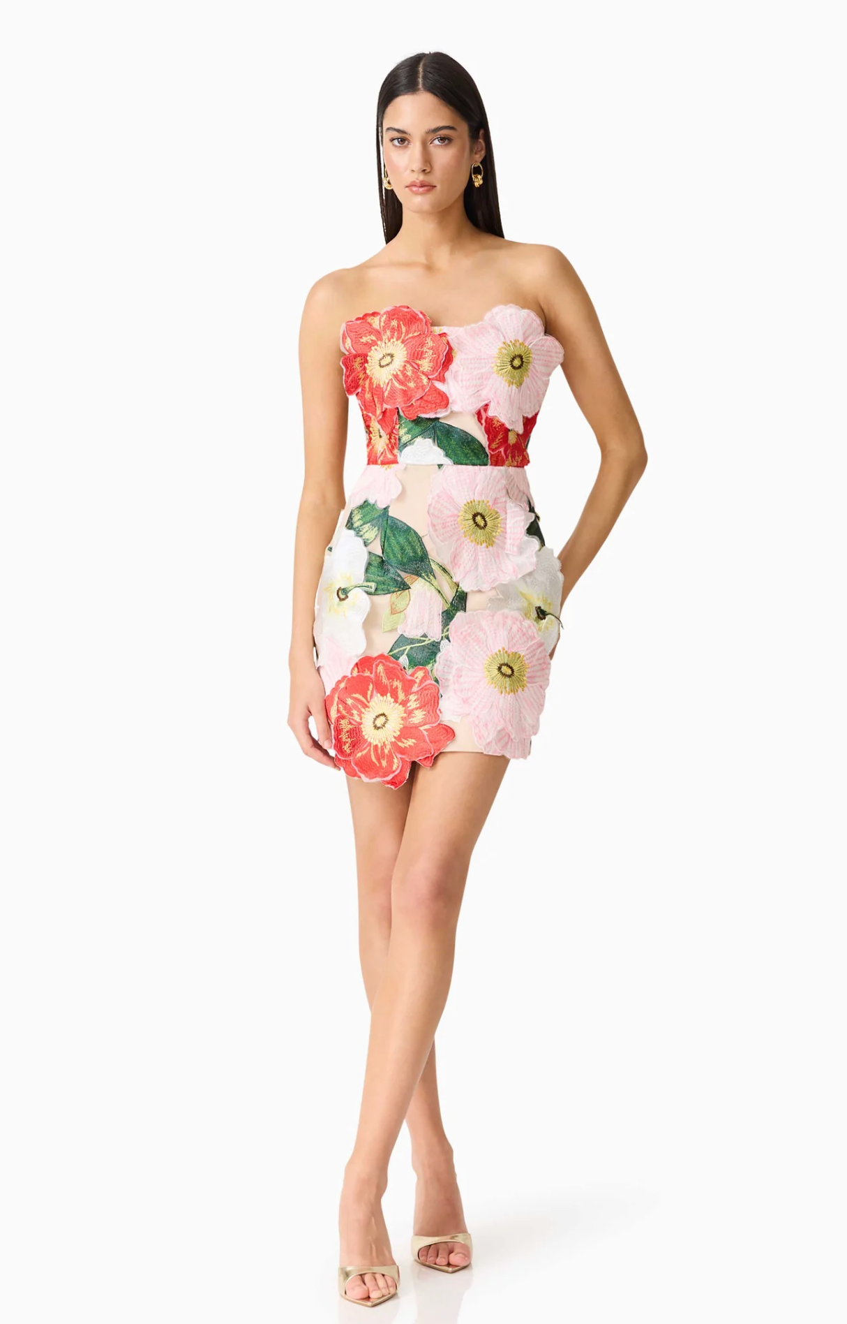 Solara Strapless Mini Dress in Pink Floral