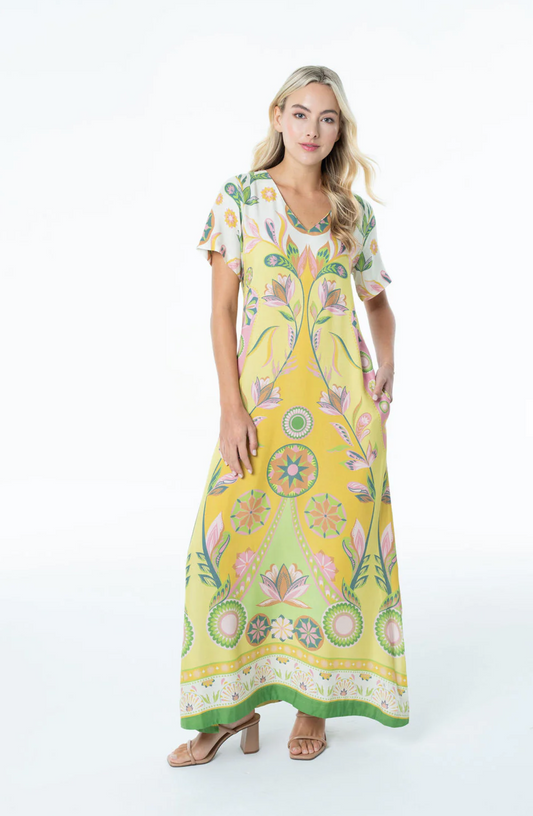 Diana V-neck Maxi | Chartreuse