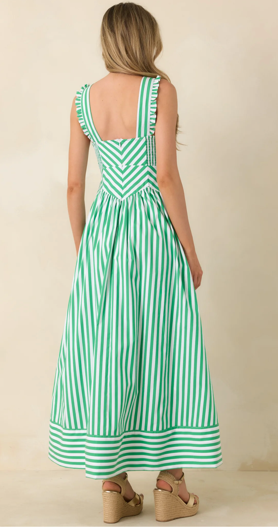 It’s a Good Thing Green Stripe Cotton Blend Sleeveless Maxi Dress