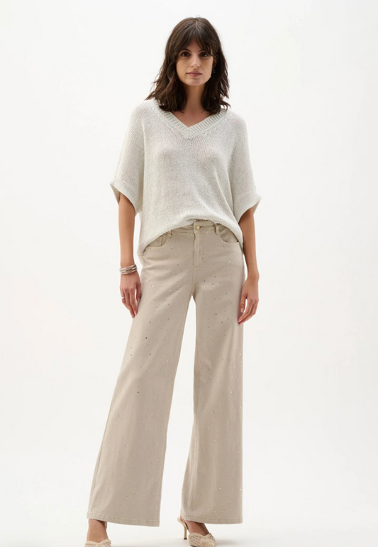 Rhinestone Wide Leg Jeans