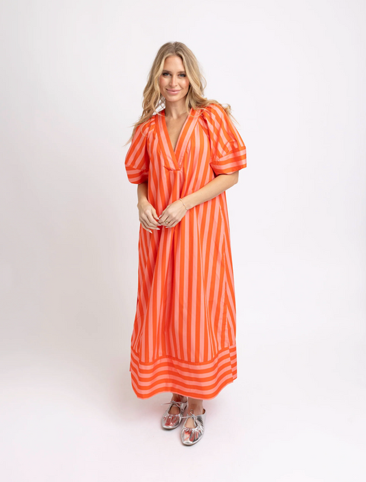 Stripe Vneck Signature Maxi Dress