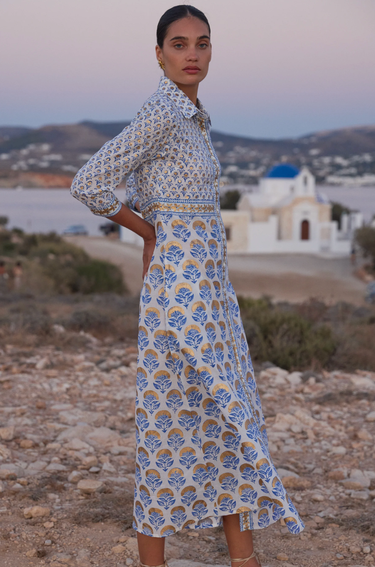 Shirt Dress Maxi- Arbor Blue